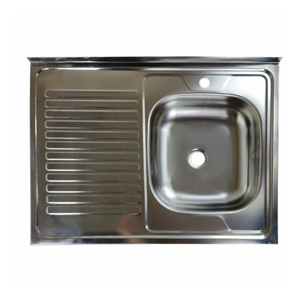 Мойка нерж.сталь накладная 0,6мм 600*600мм 18см правый 3-1/2" выпуск с сифоном GOTA ROCIO