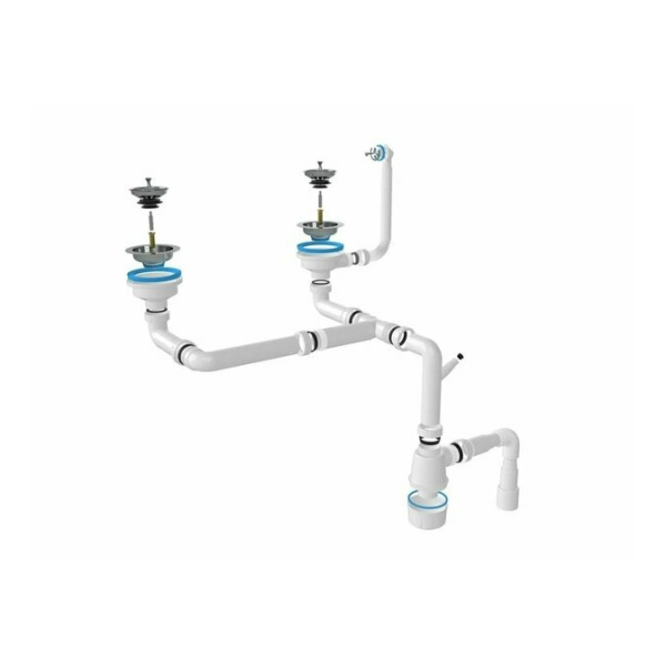 Сифон двойной 3-1/2"*40мм прямоточный с гофрой 40мм*32/40/50мм MPF