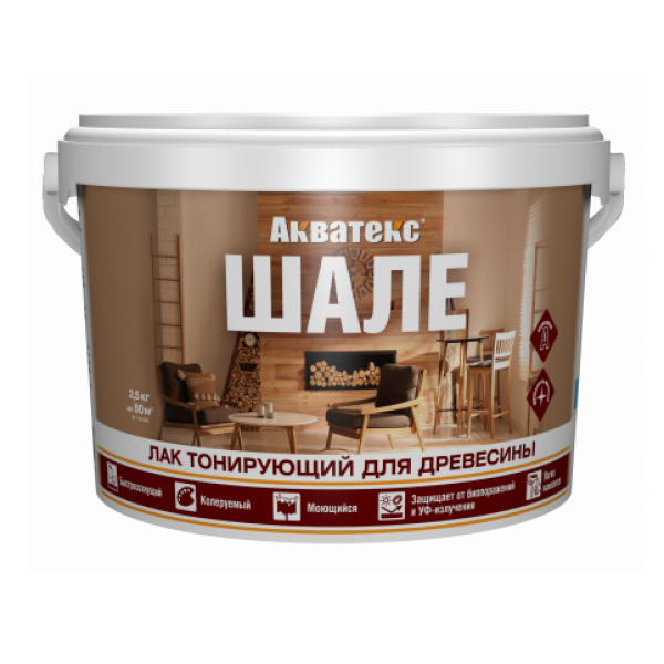Лак акриловый тонированный  2,5кг ваниль Акватекс Шале