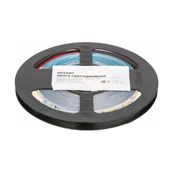 Лента св/д SMD2835 60LED/м 9,6Вт/м 12В IP20 4000К упак/5м REXANT