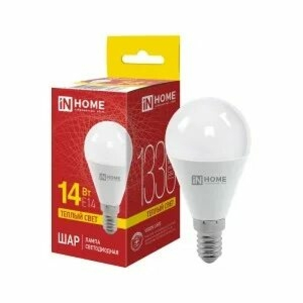 Лампа св/д Е14 LED-шар-deco 14Вт 3000К  IN HOME