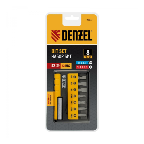 Набор бит магнитный адаптер 8 шт. Denzel