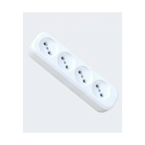 Колодка 4гн. 10А 250В (АБС-пластик, белая) У-4-GRAND IN HOM