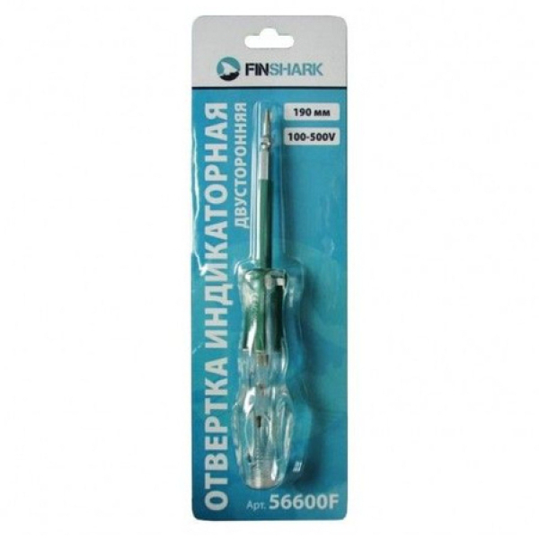 Отвертка-пробник индикатор до 100-500V 190мм двусторонняя PH2/SL FINSHARK