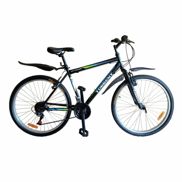 Велосипед 18скоростей рама 18" колеса 26" матовый черный голубой TORRENT City Cruiser