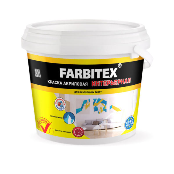 Краска ВД интерьерная 6кг Farbitex