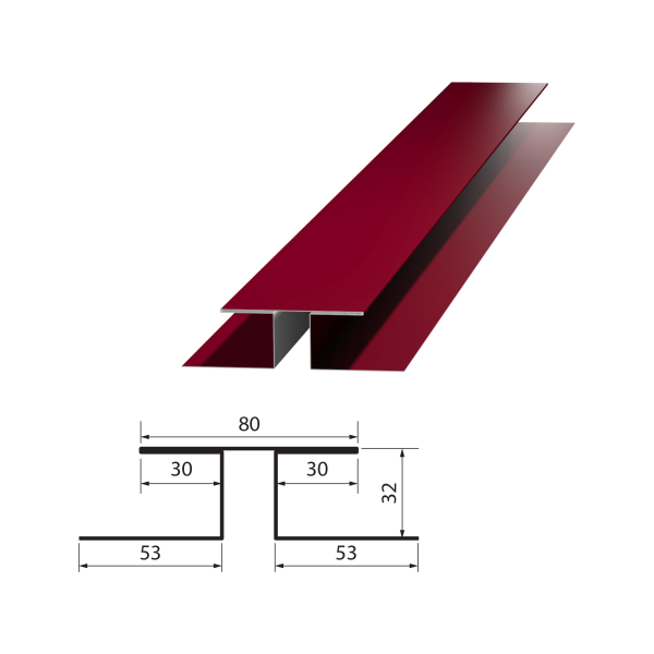 Планка соединительная ПС-БХ-80*3000 (3005 красное вино)