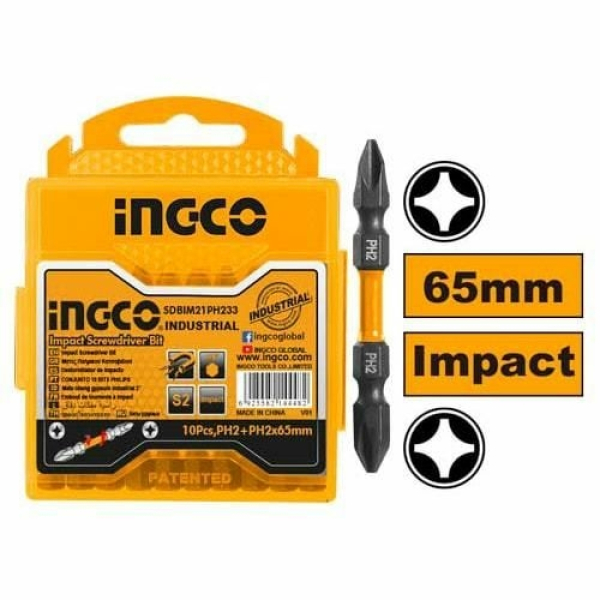 Бита PH 2*65мм двухсторонняя 10шт INGCO INDUSTRIAL