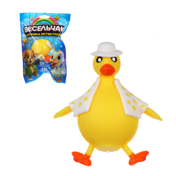 ИГРОЛЕНД Игрушка-антистресс, Утка -весельчак, TPR, 14см, 2 цвета