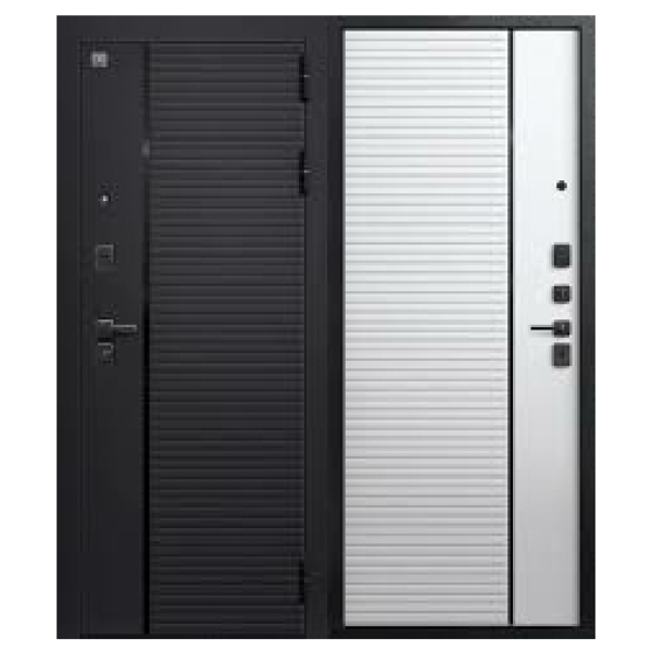 Дверь V-14 Черный муар/Кварц черный - Кашемир белый 860*2050 R Центурион 2026