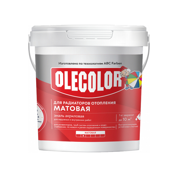 Эмаль акриловая для радиаторов белая матовая 1кг Olecolor