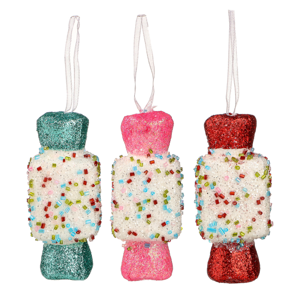 СНОУ БУМ Подвеска декоративная в виде конфеты, 4,5x4,5x10 см, 3 цвета