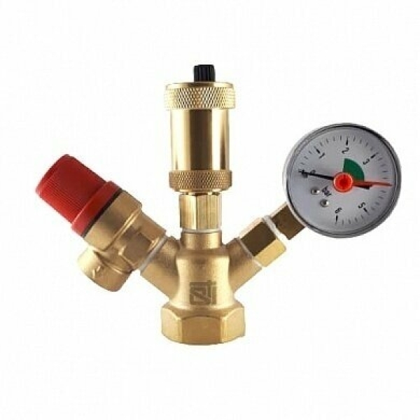 Группа безопасности котла 1" 3 бара латунь STI