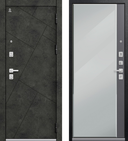 Дверь С-114 Черный муар+бетон темный - кашемир графит 860*2050 R Центурион