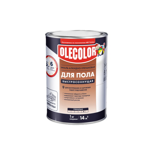 Эмаль алкидно-уретановая для пола желто-коричневый 2,7кг Olecolor