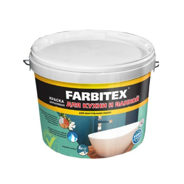 Краска ВД для кухонь и ванных 3кг Farbitex