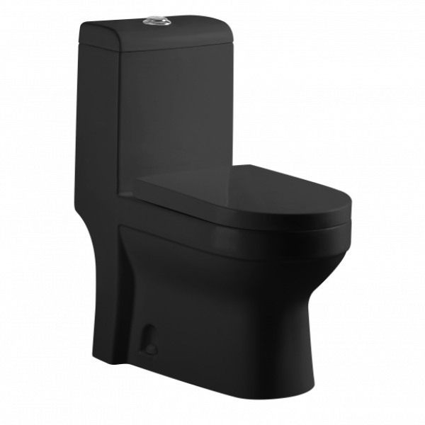 Унитаз моноблок безободковый универс.выпуск дюропласт микролифт черный KN617100B KNOIS