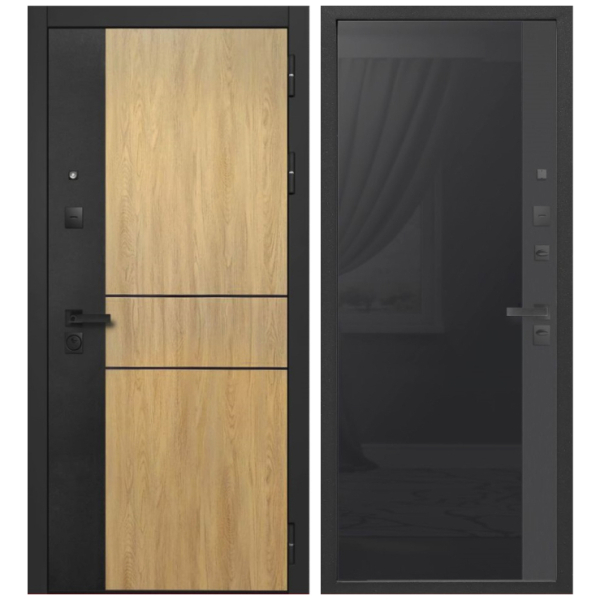 Дверь 9 см МДФ/МДФ SMART 2 Стекло черное 860*2050 L Сибирский Стандарт