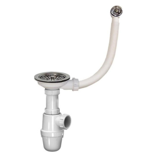 Сифон для мойки 3-1/2"*40мм кругл.перелив без гофры AQB0145K AQUATTRO
