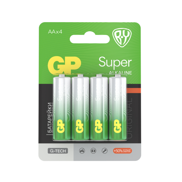 GP Super BY Original Батарейки 4шт, тип АА,15AGM-2CR в блистере